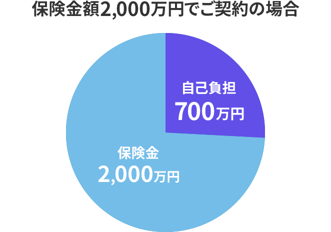 保険金額2,000万円でご契約の場合　自己負担700万円　保険金2,000万円