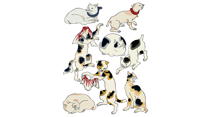 歌川国芳 「其のまま地口 猫飼好五十三疋」より